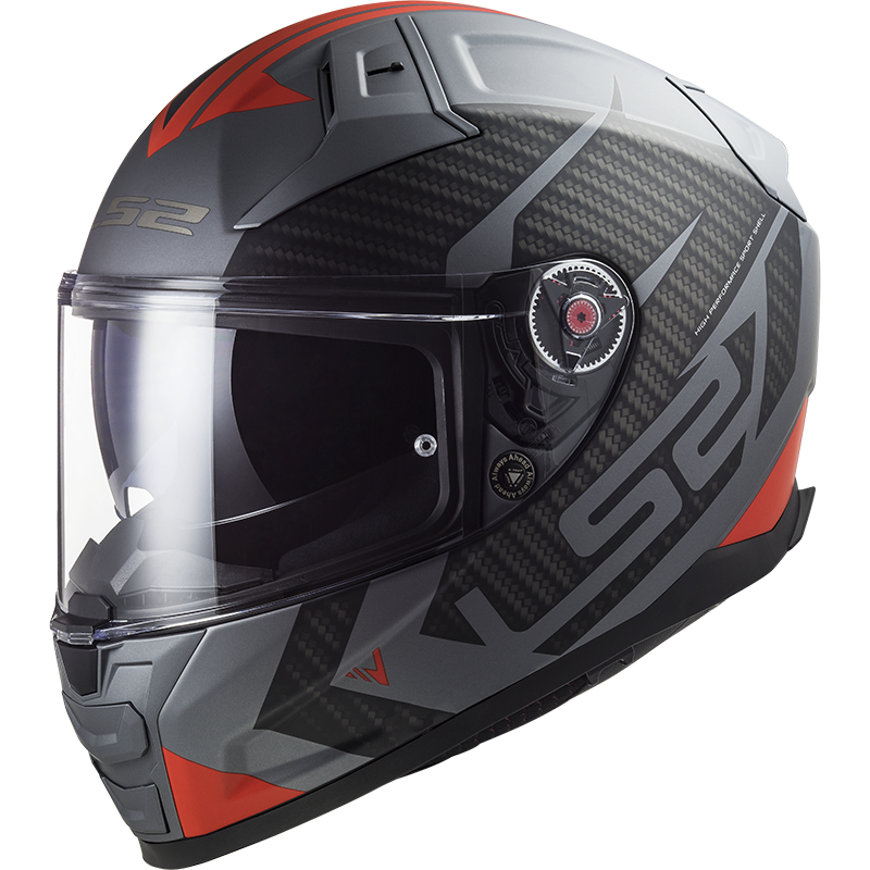 MC-hjelm fullface – LS2 Vector II Absolute Mat titanium/Rød