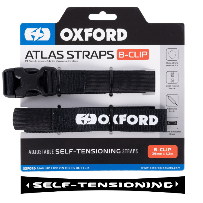 Oxford – Atlas B-Clip 26mm x 1.2M Black (Pair) OX318