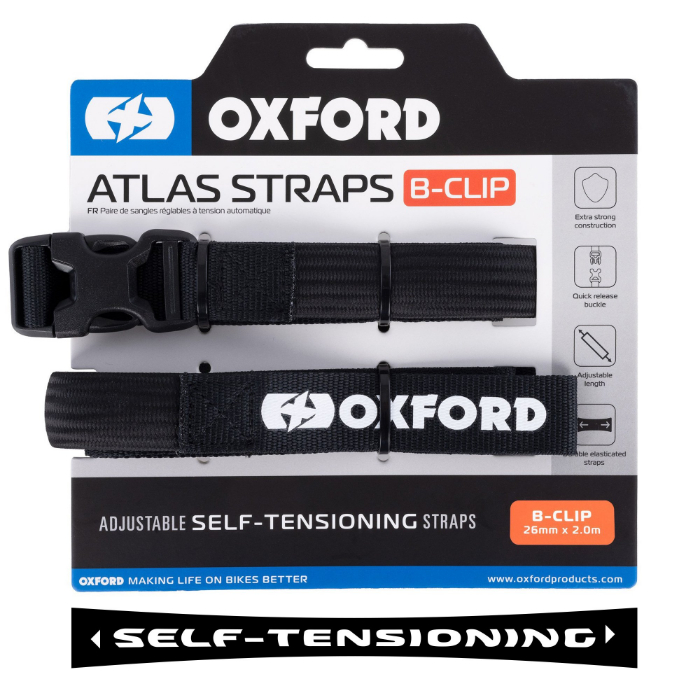 Oxford – Atlas B-Clip 26mm x 2.0M Black (Pair) OX321